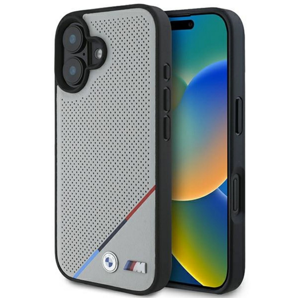 Etui BMW M Perforated Tricolor Line do iPhone 16 | Oficjalny Dealer