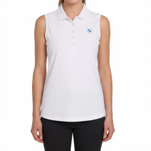 PUMA x BMW Golf Koszulka Polo bez rękawów - Biała | Oficjalny Dealer