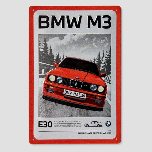 Tablica BMW E30 M3 metalowa 20x30 – klasyk M