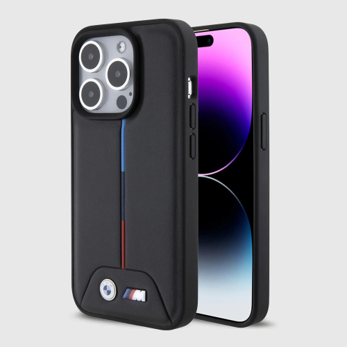 Etui BMW Quilted Tricolor iPhone 15 Pro 6.1" Hardcase Czarne