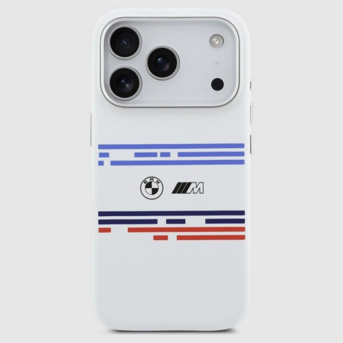 Etui BMW M Silicon Horizontal Line MagSafe iPhone 17 Pro Białe
