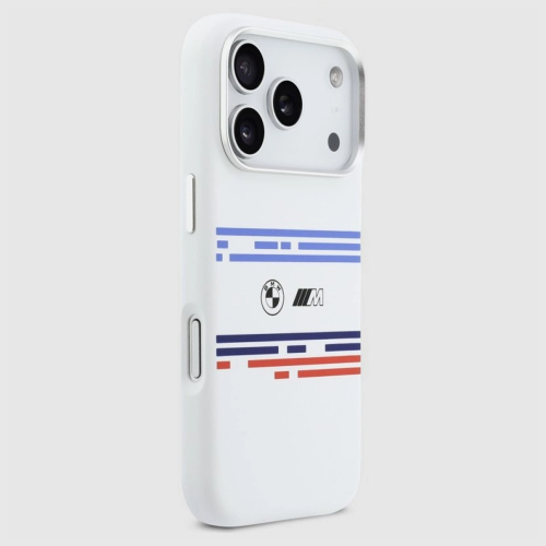 Etui BMW M Silicon Horizontal Line MagSafe iPhone 17 Pro Białe