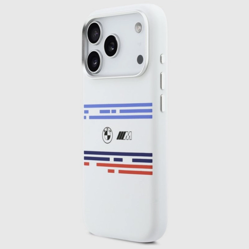 Etui BMW M Silicon Horizontal Line MagSafe iPhone 17 Pro Białe