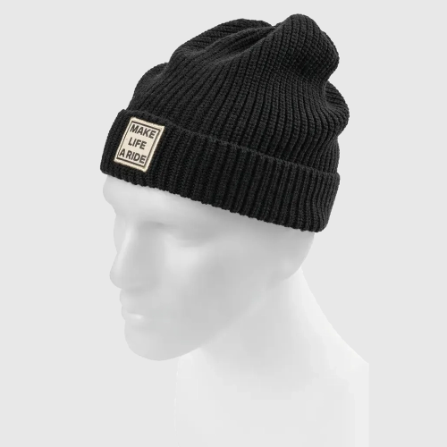 Unisex czapka beanie BMW Motorrad Make Life a Ride czarna | Wełna merino