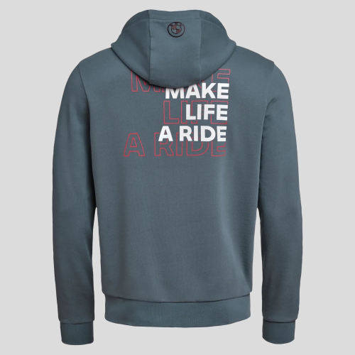 Bluza BMW Motorrad Make Life a Ride, rozpinana z kapturem – szaro-biała