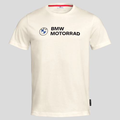 Męska koszulka BMW Motorrad – biała Regular Fit, bawełna organiczna