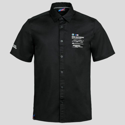 Męska koszula BMW Motorrad Motorsport Race Team – czarna, krótki rękaw