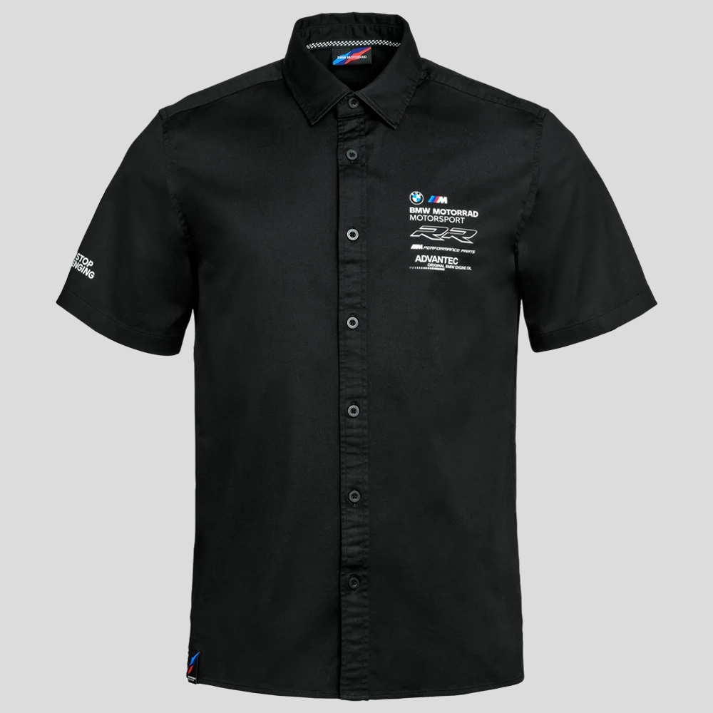 Męska koszula BMW Motorrad Motorsport Race Team – czarna, krótki rękaw