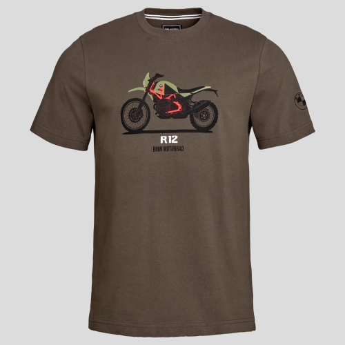 Męska koszulka BMW Motorrad R 12 G/S – brązowa, bawełna organiczna