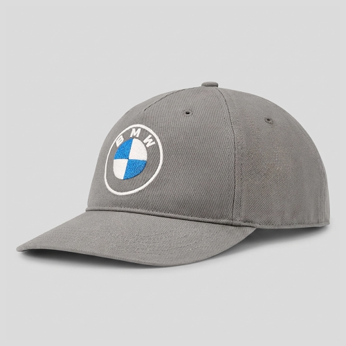 Czapka z daszkiem BMW Logo – szara, 5-panelowa z bawełny organicznej
