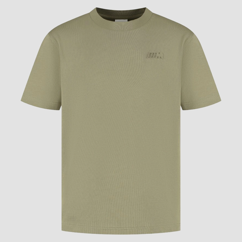 Koszulka BMW M Logo Reverse – zielono-beżowa, oversize 270 g/m²
