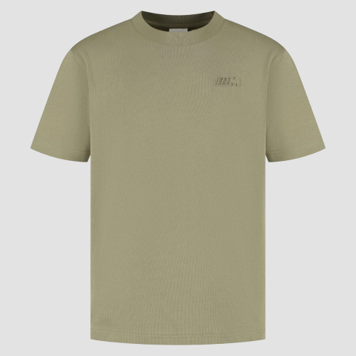 Koszulka BMW M Logo Reverse – zielono-beżowa, oversize 270 g/m²