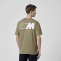 Koszulka BMW M Logo Reverse – zielono-beżowa, oversize 270 g/m²