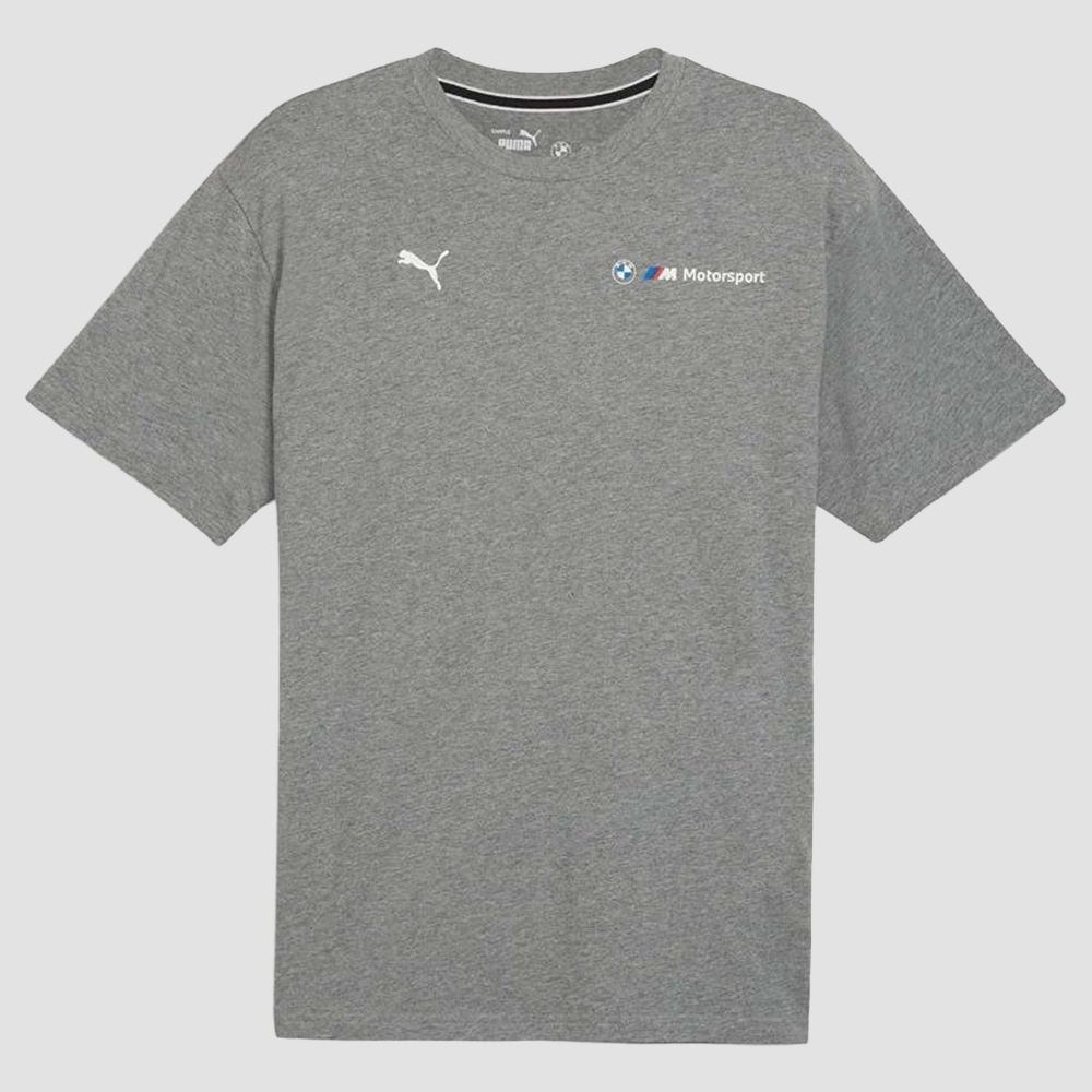 Męska koszulka BMW M Motorsport ESS+ Logo Tee – szara, bawełna z recyklingu