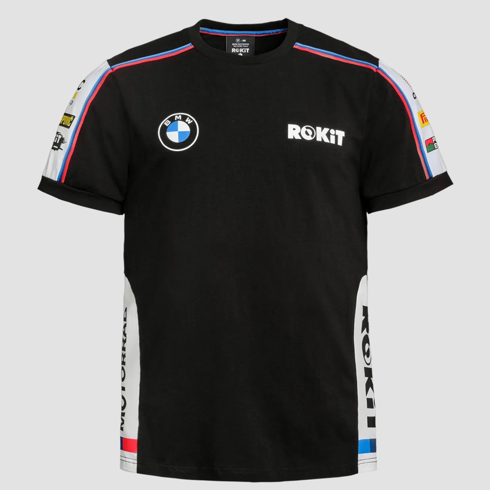 Męska koszulka ROKiT BMW Motorrad WorldSBK Team – czarna, 200 g/m²