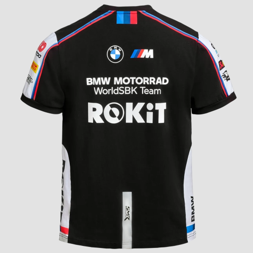 Męska koszulka ROKiT BMW Motorrad WorldSBK Team – czarna, 200 g/m²