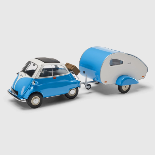 Miniatura BMW Isetta 1:18 – niebiesko-biały model kolekcjonerski