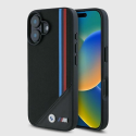Etui BMW M Meshed Tricolor Stripes MagSafe – iPhone 16, czarne