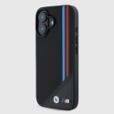 Etui BMW M Meshed Tricolor Stripes MagSafe – iPhone 16, czarne