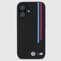 Etui BMW M Meshed Tricolor Stripes MagSafe – iPhone 16, czarne