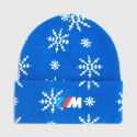 Czapka zimowa BMW M Holiday – niebieska, żakardowy wzór Snowflake
