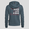 Damska bluza rozpinana BMW Motorrad Make Life a Ride – szara, bawełna organiczna