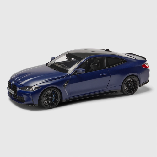 Miniatura BMW M4 G82 LCI 1:18 – Frozen Tanzanite Blue, Minichamps