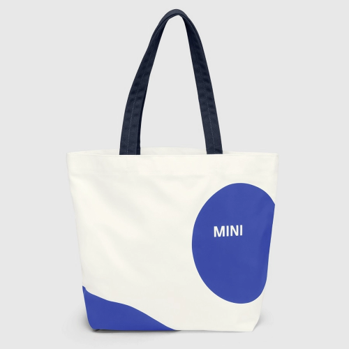 Torba shopper MINI Car Face Detail – biało-niebieska