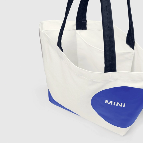 Torba shopper MINI Car Face Detail – biało-niebieska